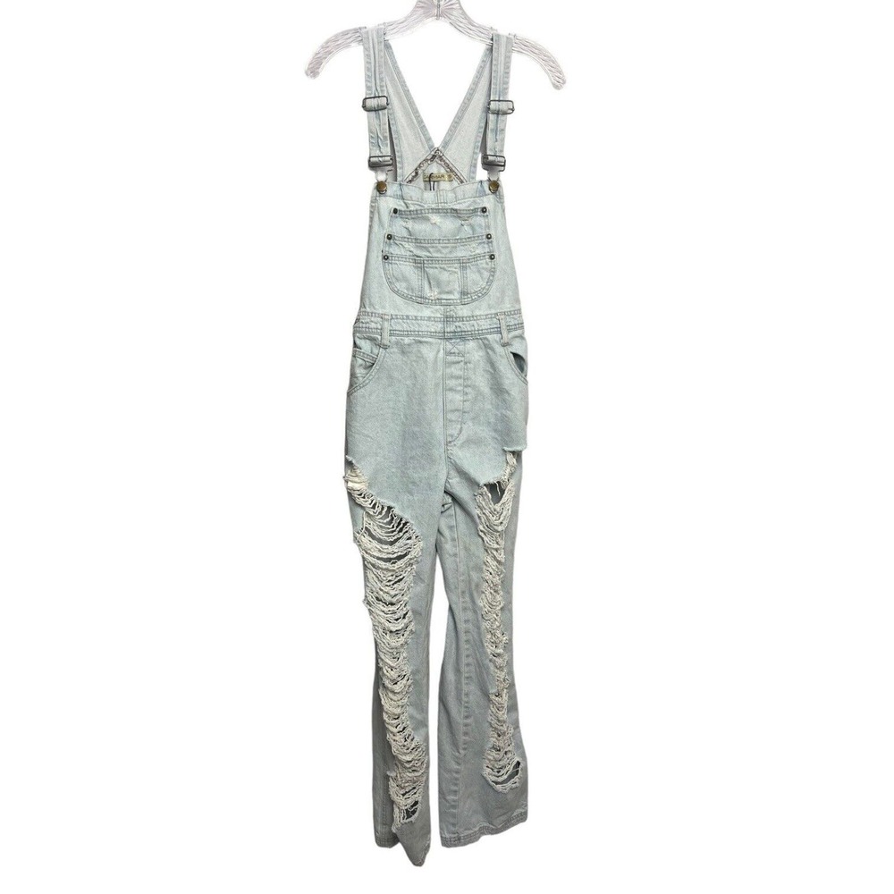 Carmar Light Wash Denim Distressed Jeans Overalls Size Small